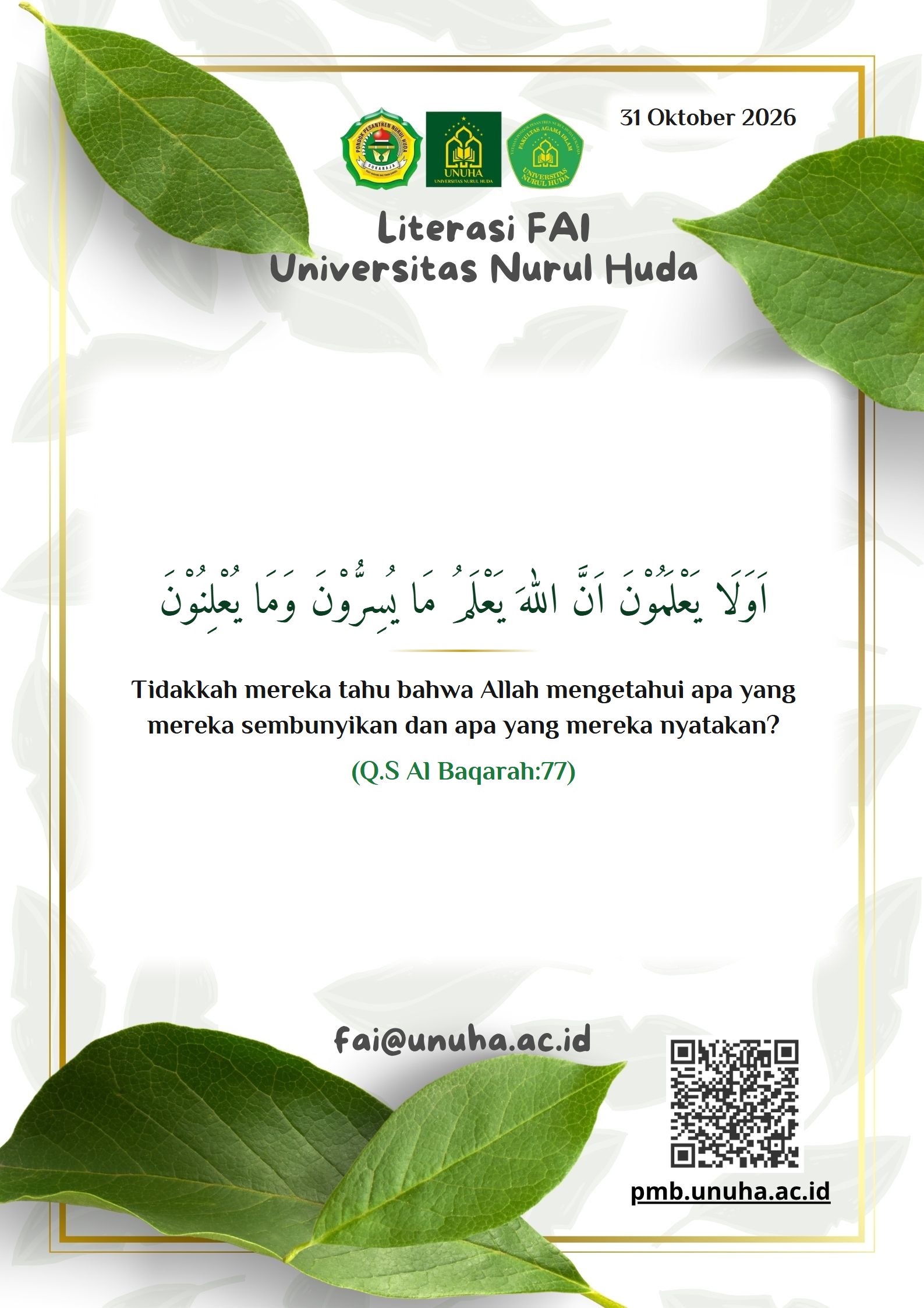 Literasi FAI_31 Oktober 2026 - Q.S Al-Baqarah ayat 77